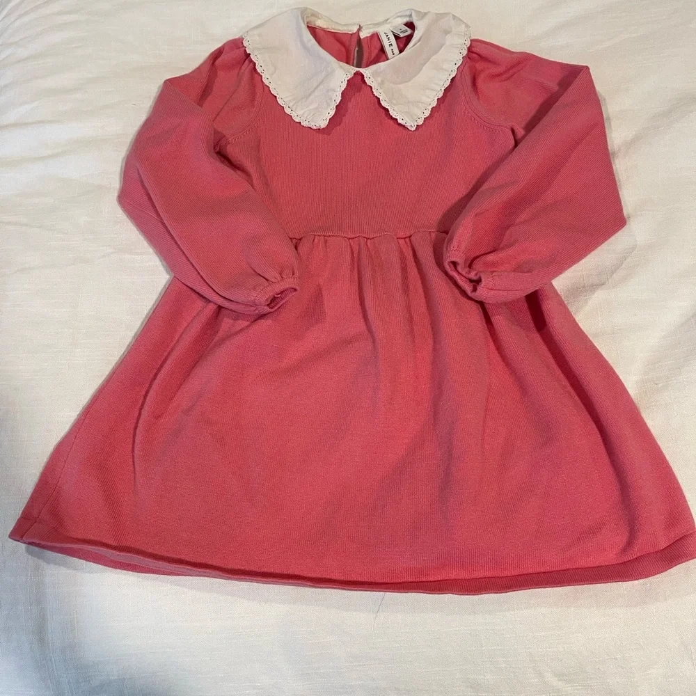 Janie and Jack Pink sweater Dress with White Collar